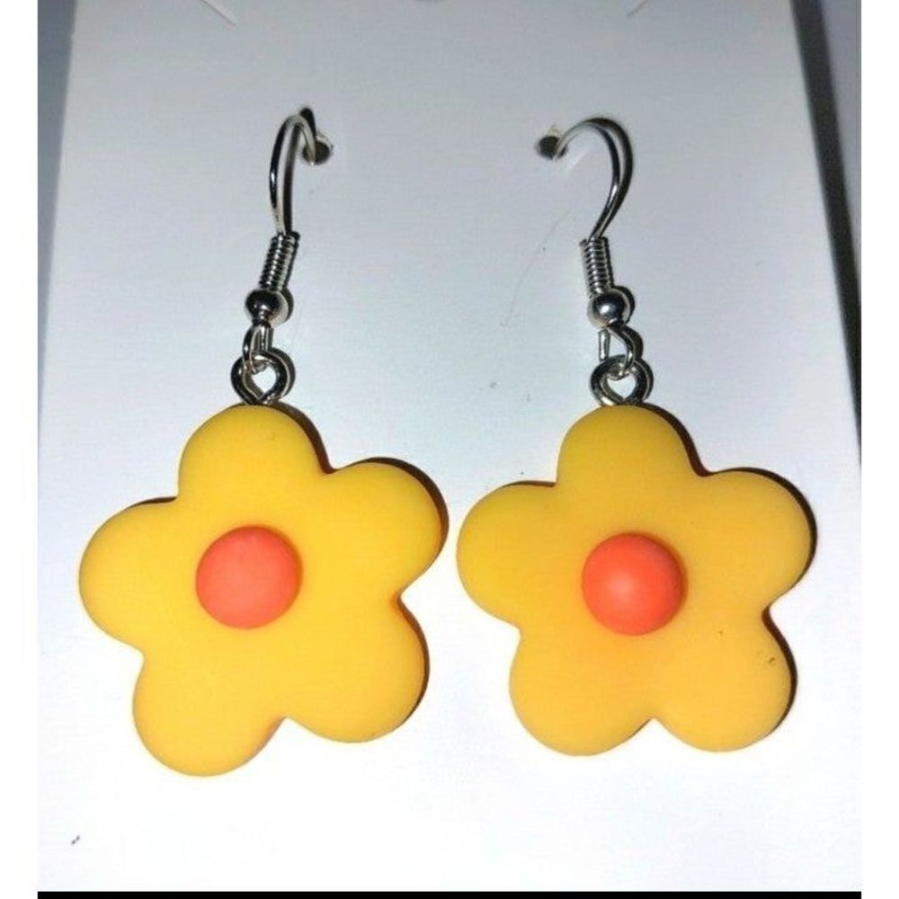 Yellow and orange flower earrings